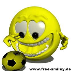 Kostenloser Fußball Smilie animiert Smiley mit Ball